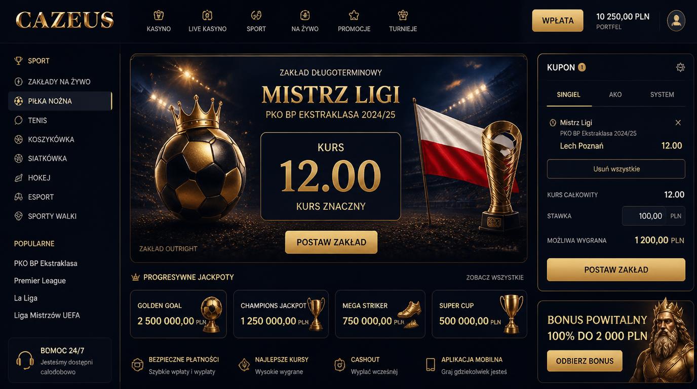 Kupon outright z motywem sportowym i progresywnym jackpotem