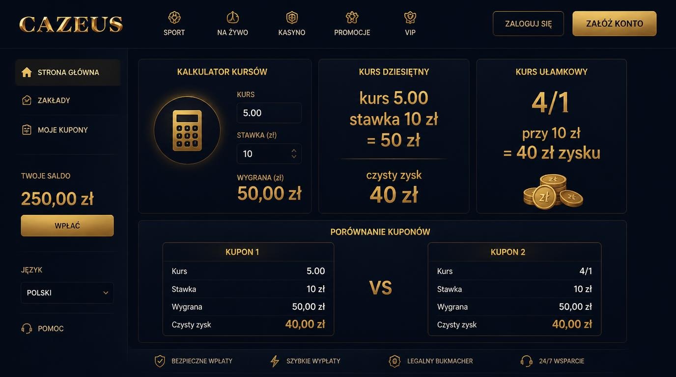 Akcja meczu i live betting w Cazeus Casino