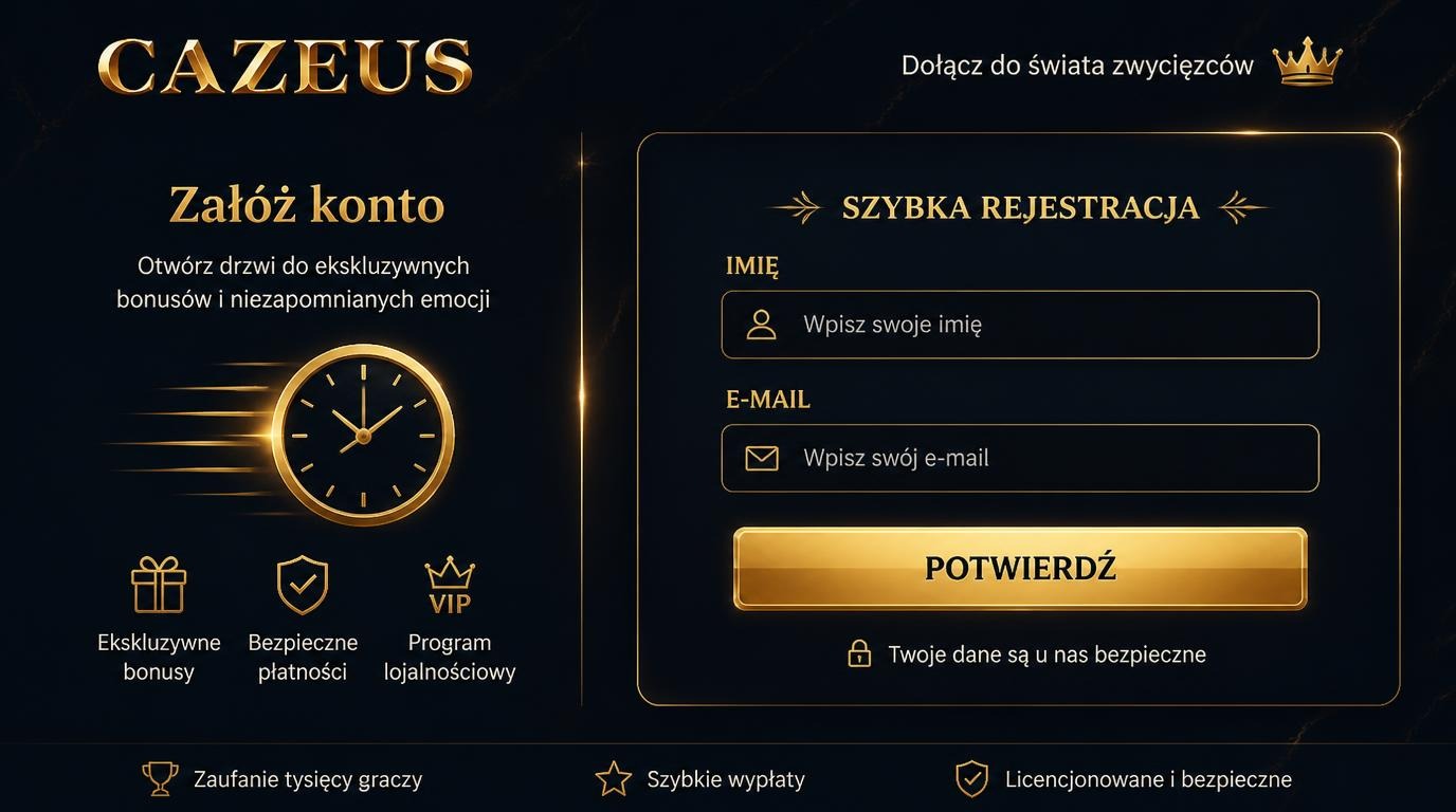 alternatywny tekst: formularz rejestracji kasyna Cazeus z polskim interfejsem